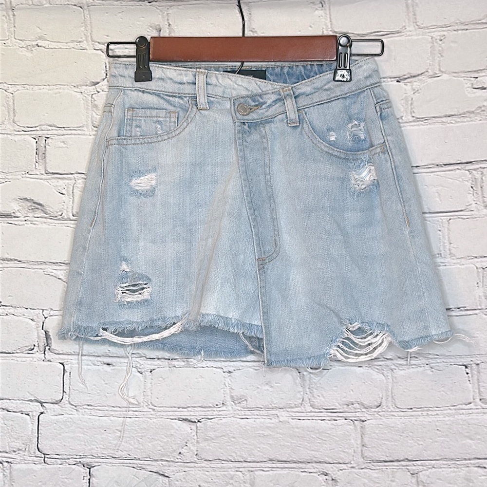 Vervet Distressed High Rise Blue Jean Denim Skirt Size X-Small